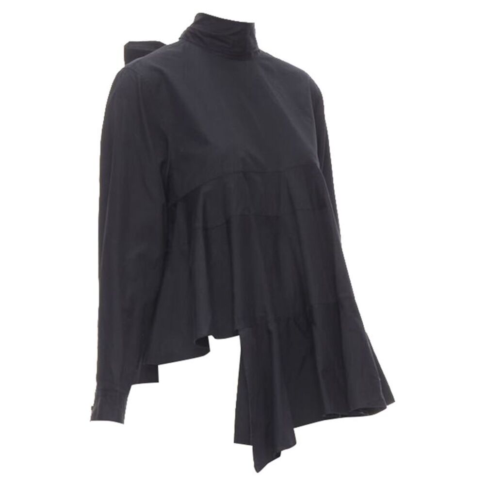 Comme des Garcons asymmetric tiered flared tie back shirt